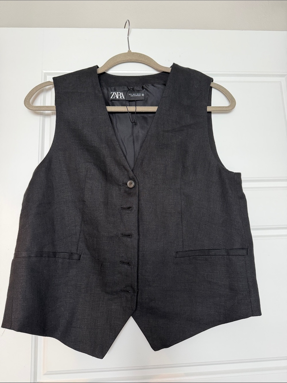 Zara Black Tailored Button-Front Vest